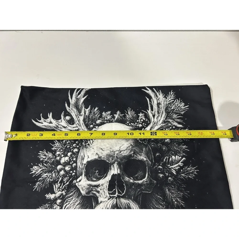 Santa Skull Pillowcase forest spirit pagan aesthetic black white tattoo festive